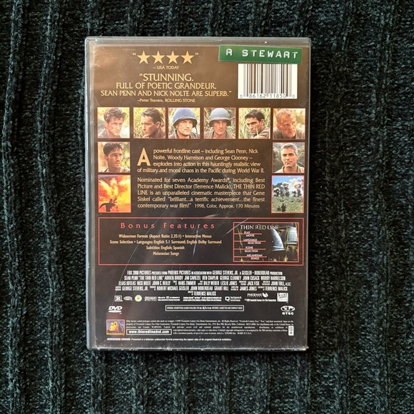 The Thin Red Line DVD Sean Pennj Adrien Brody George Clooney 1999 - Picture 2 of 3